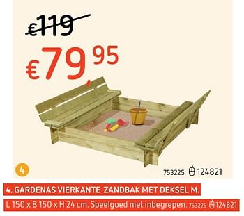 Promoties Ardenas vierkante zandbak met deksel m - Gardenas - Geldig van 25/03/2021 tot 04/04/2021 bij Dreamland