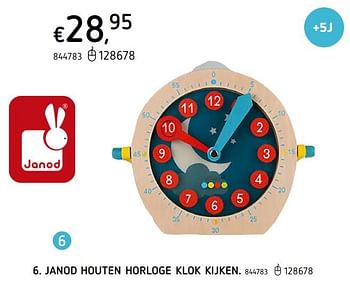 Promoties Janod houten horloge klok kijken - Janod - Geldig van 25/03/2021 tot 04/04/2021 bij Dreamland