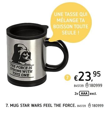 Promotions Mug star wars feel the force. - Produit maison - Dreamland - Valide de 25/03/2021 à 04/04/2021 chez Dreamland