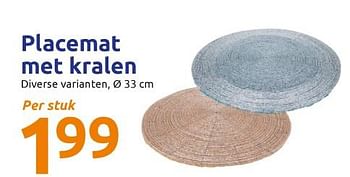 Promoties Placemat met kralen - Huismerk - Action - Geldig van 24/03/2021 tot 30/03/2021 bij Action