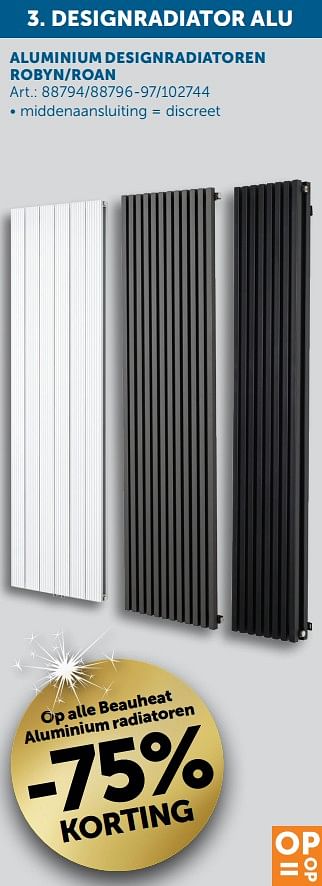 Promoties Op alle beauheat aluminium radiatoren -75% korting - Beauheat - Geldig van 30/03/2021 tot 26/04/2021 bij Zelfbouwmarkt