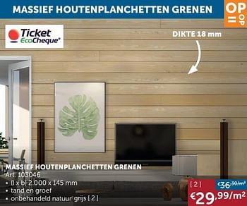 Promotions Massief houtenplanchetten grenen - Produit maison - Zelfbouwmarkt - Valide de 30/03/2021 à 26/04/2021 chez Zelfbouwmarkt