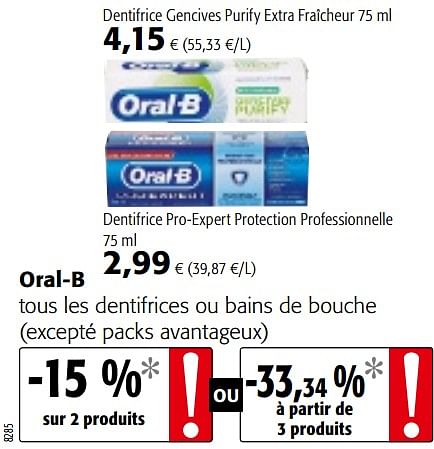 Oral-B Oral-b Tous Les Dentifrices Ou Bains De Bouche - En Promotion ...