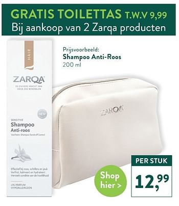 Promoties Shampoo anti-roos - Zarqa - Geldig van 22/03/2021 tot 18/04/2021 bij Holland & Barret