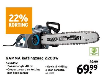 Promotions Gamma kettingzaag 2200w kz-2240 - Gamma - Valide de 31/03/2021 à 13/04/2021 chez Gamma