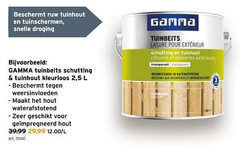 Promoties Gamma tuinbeits schutting + tuinhout kleurloos - Gamma - Geldig van 31/03/2021 tot 13/04/2021 bij Gamma