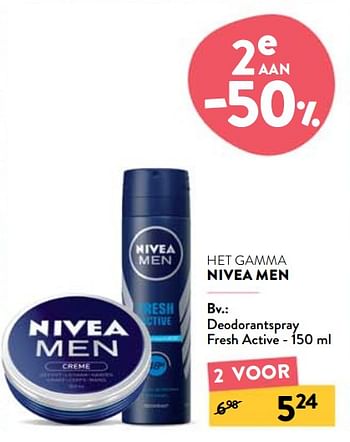 Promoties Deodorantspray fresh active - Nivea - Geldig van 24/03/2021 tot 20/04/2021 bij DI