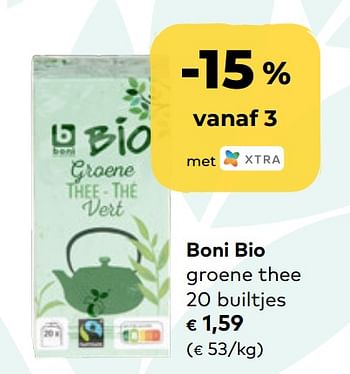 Promoties Boni bio groene thee - Boni - Geldig van 24/03/2021 tot 20/04/2021 bij Bioplanet