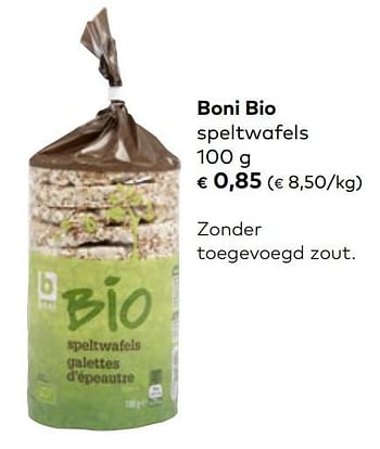 Promoties Boni bio speltwafels - Boni - Geldig van 24/03/2021 tot 20/04/2021 bij Bioplanet
