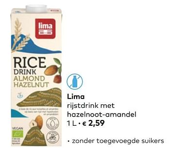 Promoties Lima rijstdrink met hazelnoot-amandel - Lima - Geldig van 24/03/2021 tot 20/04/2021 bij Bioplanet