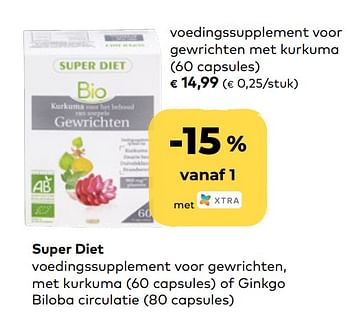 Promoties Super diet voedingssupplement voor gewrichten met kurkuma - Super Diet - Geldig van 24/03/2021 tot 20/04/2021 bij Bioplanet