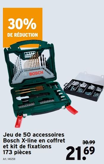 Promotions Jeu de 50 accessoires bosch x-line en coffret et kit de fixations 173 pièces - Bosch - Valide de 31/03/2021 à 13/04/2021 chez Gamma