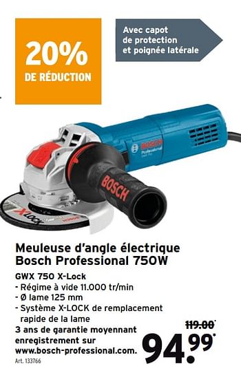 Promoties Meuleuse d`angle électrique bosch professional 750w gwx 750 x-lock - Bosch - Geldig van 31/03/2021 tot 13/04/2021 bij Gamma
