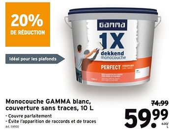 Promotions Monocouche gamma blanc, couverture sans traces - Gamma - Valide de 31/03/2021 à 13/04/2021 chez Gamma