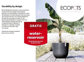 Promoties Gratis waterreservoir bij aankoop van een ecopots oslo - Ecopots - Geldig van 31/03/2021 tot 10/04/2021 bij Aveve