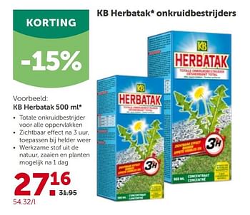 Promoties Kb herbatak onkruidbestrijders - KB - Geldig van 31/03/2021 tot 10/04/2021 bij Aveve