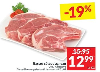 Promotions Basses côtes d`agneau - Produit maison - Intermarche - Valide de 30/03/2021 à 05/04/2021 chez Intermarche