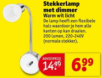 delicaat noot Bereid Huismerk - Kruidvat Stekkerlamp met dimmer warm wit licht - Promotie bij  Kruidvat