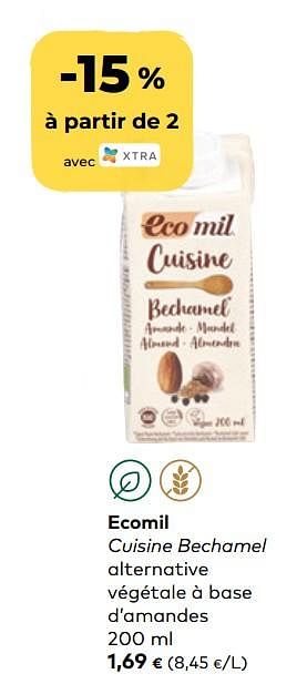 Promoties Ecomil cuisine bechamel alternative végétale à base d`amandes - Ecomil - Geldig van 24/03/2021 tot 20/04/2021 bij Bioplanet