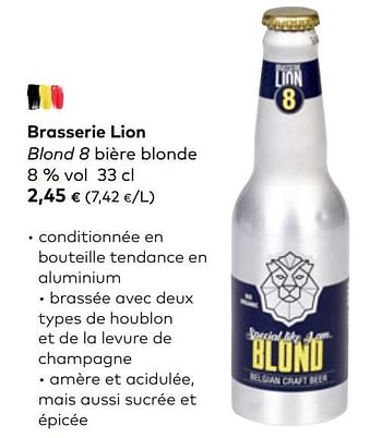 Promotions Brasserie lion blond 8 bière blonde - Brasserie Lion - Valide de 24/03/2021 à 20/04/2021 chez Bioplanet