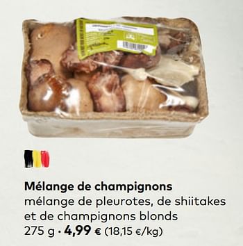 Promotions Mélange de champignons mélange de pleurotes, de shiitakes et de champignons blonds - Produit maison - Bioplanet - Valide de 24/03/2021 à 20/04/2021 chez Bioplanet