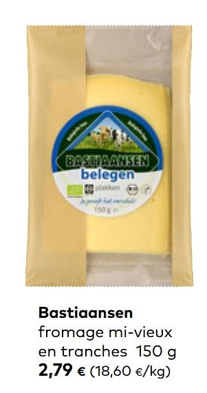 Promotions Bastiaansen fromage mi-vieux en tranches - Bastiaansen - Valide de 24/03/2021 à 20/04/2021 chez Bioplanet