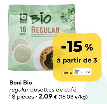 Promotions Boni bio regular dosettes de café - Boni - Valide de 24/03/2021 à 20/04/2021 chez Bioplanet