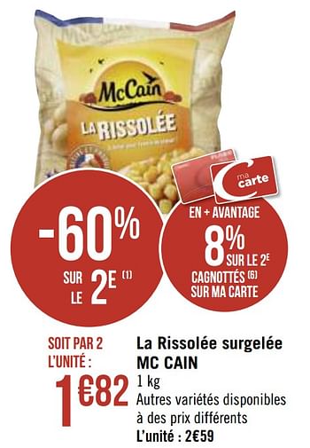 Promotions La rissolée surgelée mc cain - Mc Cain - Valide de 29/03/2021 à 11/04/2021 chez Super Casino