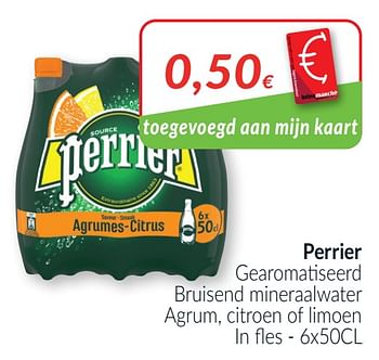 Promotions Perrier gearomatiseerd bruisend mineraalwater agrum, citroen of limoen - Perrier - Valide de 01/04/2021 à 30/04/2021 chez Intermarche