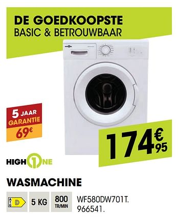 Promotions Highone wasmachine wf580dw701t - HighOne - Valide de 31/03/2021 à 11/04/2021 chez Electro Depot