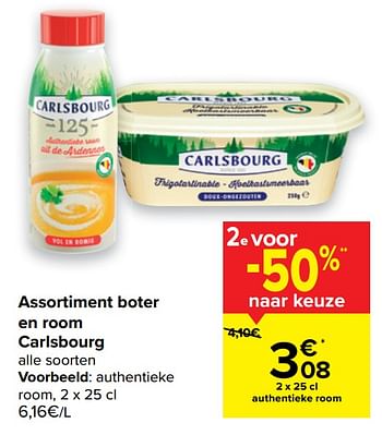 Promoties Assortiment boter en room carlsbourg - Carlsbourg - Geldig van 30/03/2021 tot 12/04/2021 bij Carrefour