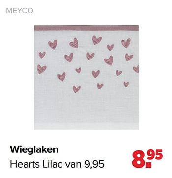 Promoties Wieglaken hearts lilac - Meyco - Geldig van 22/03/2021 tot 17/04/2021 bij Baby-Dump