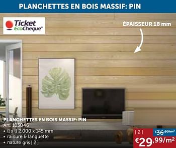 Promotions Planchettes en bois massif: pin - Produit maison - Zelfbouwmarkt - Valide de 30/03/2021 à 26/04/2021 chez Zelfbouwmarkt