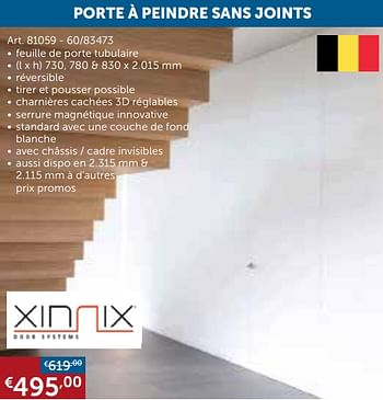 Promotions Porte à peindre sans joints - Xinnix - Valide de 30/03/2021 à 26/04/2021 chez Zelfbouwmarkt
