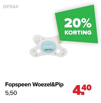 Promotions Fopspeen woezel+pip - Difrax - Valide de 22/03/2021 à 17/04/2021 chez Baby-Dump