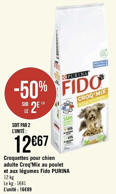 Fido Croquettes pour chien adulte croq`mix au poulet et aux 