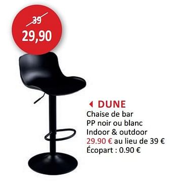 Promotions Dune chaise de bar pp noir ou blanc indoor + outdoor - Produit maison - Weba - Valide de 24/03/2021 à 22/04/2021 chez Weba