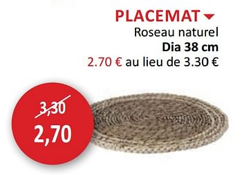 Promotions Placemat roseau naturel - Produit maison - Weba - Valide de 24/03/2021 à 22/04/2021 chez Weba