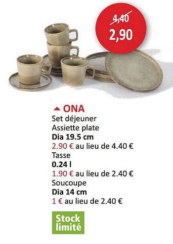 Promotions Ona set déjeuner assiette plate - Produit maison - Weba - Valide de 24/03/2021 à 22/04/2021 chez Weba