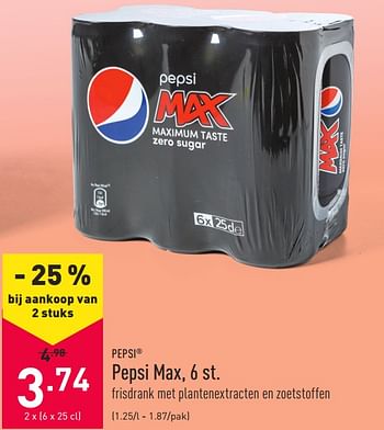 Promotions Pepsi max - Pepsi - Valide de 10/04/2021 à 16/04/2021 chez Aldi