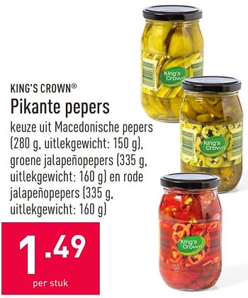 Promoties Pikante pepers - King's Crown - Geldig van 09/04/2021 tot 16/04/2021 bij Aldi