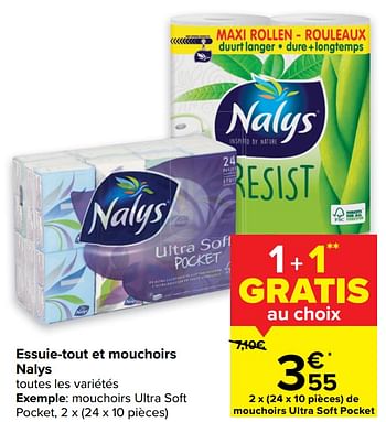 Promotions Essuie-tout et mouchoirs nalys - Nalys - Valide de 30/03/2021 à 05/04/2021 chez Carrefour