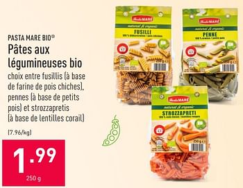 Promotions Pâtes aux légumineuses bio - Pasta Mare - Valide de 07/04/2021 à 16/04/2021 chez Aldi
