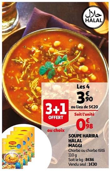 Promotions Soupe harira halal maggi - MAGGI - Valide de 31/03/2021 à 30/04/2021 chez Auchan Ronq