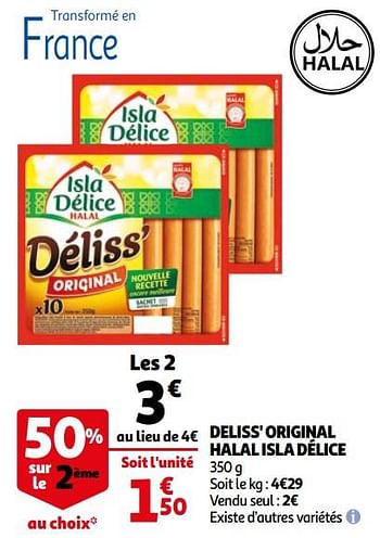 Promotions Deliss` original halal isla délice - Isla Delice - Valide de 31/03/2021 à 30/04/2021 chez Auchan Ronq