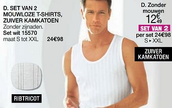 Promoties Set van 2 mouwloze t-shirts, zuiver kamkatoen - Huismerk - Damart - Geldig van 01/04/2021 tot 15/06/2021 bij Damart