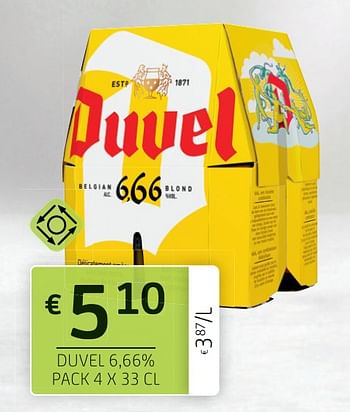 Promoties Duvel 6,66% pack 4 x 33 cl - Duvel - Geldig van 02/04/2021 tot 08/04/2021 bij BelBev