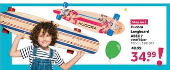 Promoties Hudora longboard abec 7 - Hudora - Geldig van 29/03/2021 tot 30/04/2021 bij Intertoys