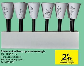 Promoties Stalen sokkellamp op zonne-energie - Huismerk - Carrefour  - Geldig van 30/03/2021 tot 30/06/2021 bij Carrefour
