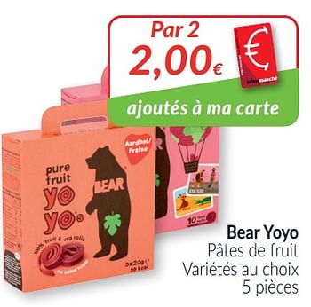 Promotions Bear yoyo pâtes de fruit - Bear - Valide de 01/04/2021 à 30/04/2021 chez Intermarche